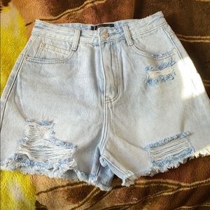 Light blue denim shorts